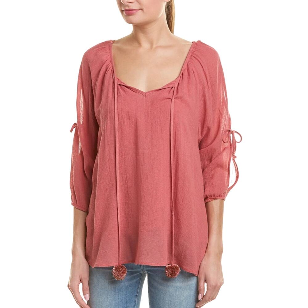 Johnny Was Calme Gauze split Sleeve Top Guava XS
